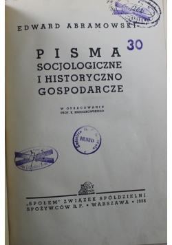 Pisma socjologiczne i historyczno gospodarcze 1938 r