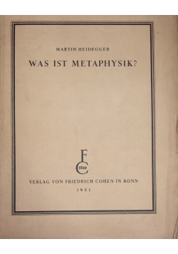Was ist metaphysik?,1931r