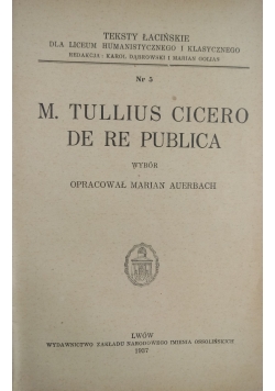 M. Tullius Cicero De re Publica, 1937 r.