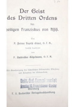 Der Geist des Dritten Ordens, 1912r.