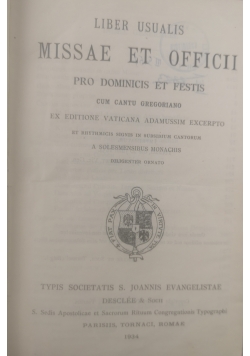 liber Usualis Missae et Officii, 1934 r.