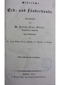 Biblische Erd und Landerkunde,1844r.