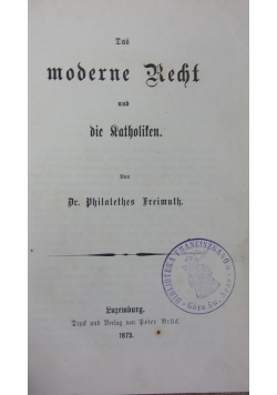 Das moderne Recht ,1873r.