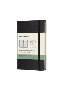 Kalendarz 2019 tygodniowy wertykalny Moleskine 12M P , twarda oprawa, czarny