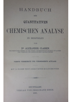 Quantitative Analyse. 1891 r.