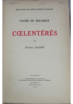 Faune de Belgique coelentérés