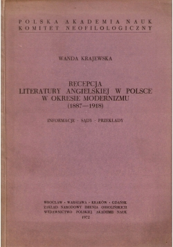 Recepcja Literatury Angielskiej w Polsce w okresie Modernizmu 1887-1918