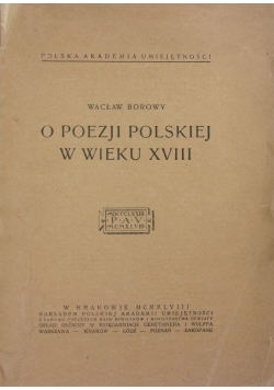 O poezji Polskiej w Wieku XVIII