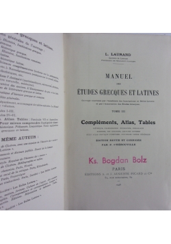 Manuel des etudes grecques et latines