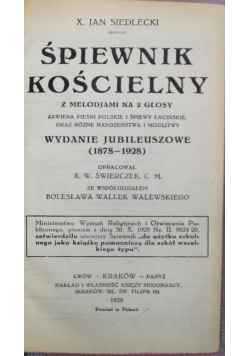 Śpiewnik kościelny z melodjami na 2 głosy 1928 r.