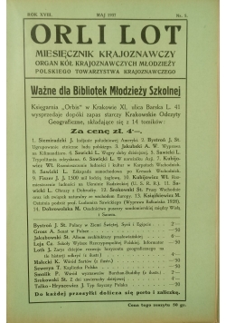Orli Lot Miesięcznik Krajoznawczy, Rok XVIII, Nr. 5, 1937 r.