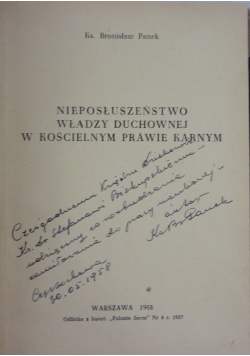 Nieposłuszeństwo władzy duchowej w Kościelnym prawie karnym