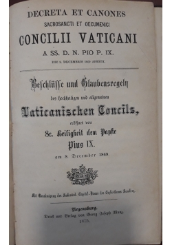 Concilii Vaticani, 1875 r.
