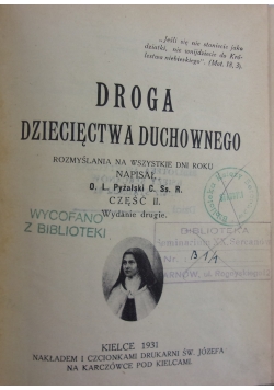 Droga Dziecięctwa duchownego. Część II, 1931 r.