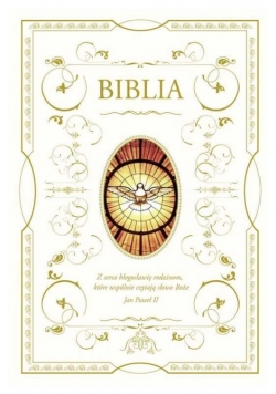 Biblia domowa z białą obwolutą - wizerunek Ducha Świętego