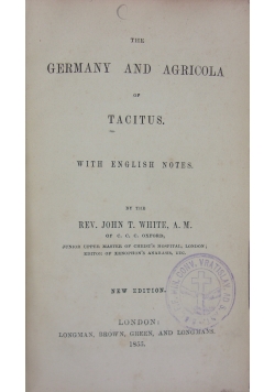The Germany and Agricola of Tacitus, 1855r.