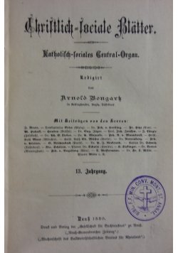 Christlich lociale Blatter, 1880r.