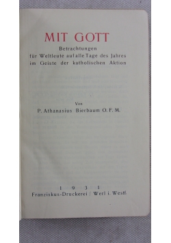 Mit Gott, 1931r