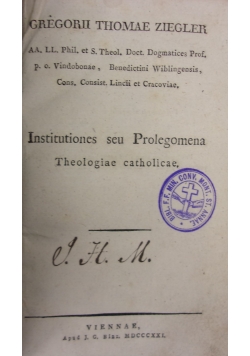Institutiones seu Prolegomena,1821r.