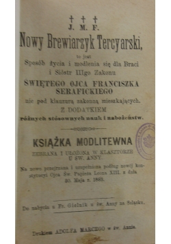 Nowy Brewiarzyk Tercyarski, 1883r.