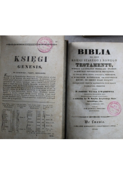 Biblia to iest księgi Starego i Nowego Testamentu Tom I i II 1840 r.
