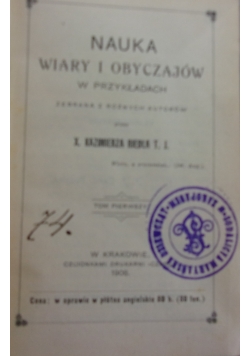 Nauka wiary i obyczajów w przykładach,  1908 r.