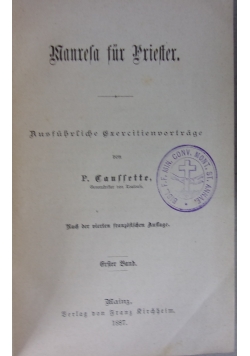 Manresa fur Priester, 1887 r.