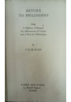 Return to phiosophy