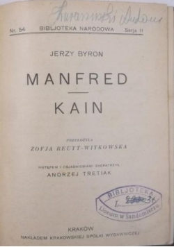 Manfred/Kain, 1928 r.