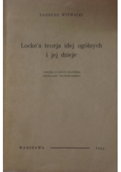 Locke'a teorja idej ogólnych i jej dzieje ,1934 r.