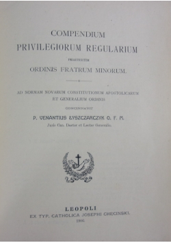 Compendium Privilegiorum Regularium, 1906 r.