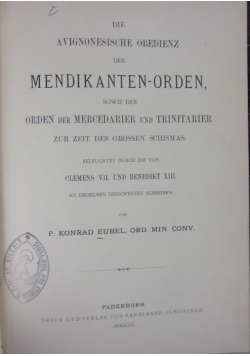 Die Avignonesische Obedienz der Mendikanten-Orden, 1900 r.