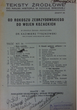 Od rokoszu Zebrzydkowskiego do wojen Kozaka ,1923r.