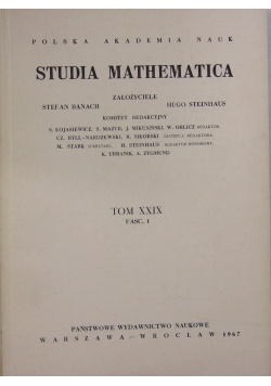 Studia Mathematica ,Tom XXIX ,cz. 1