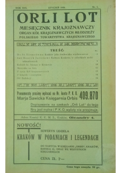 Orli lot miesięcznik krajoznawczy. Rok XVI, Nr. 1 , 1935 r.