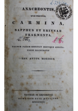 Anacreontis quae feruntur Carmina 1826 r.