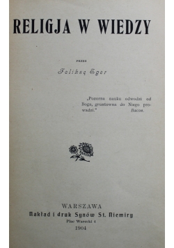 Religia w wiedzy Autograf Eger  1904 r