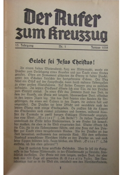 Der Rufer zum kreuzzug, 1935 r.