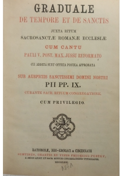 Graduale de tempore et de sanctis  1871 r.