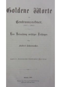 Goldene Worte der Centrumsredner, 1883r.