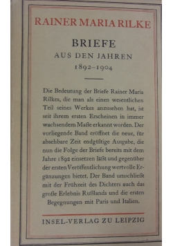 Briefe aus den jahren 1892-1904, 1939 r.