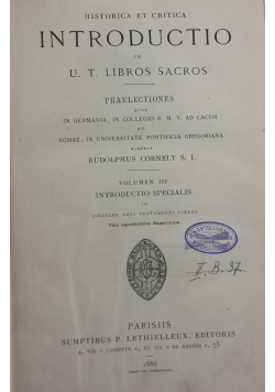 Historica et Critica Introductio in U. T. Libros Sacros, 1886 r.