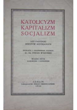 Katolicyzm Kapitalizm Socjalizm, 1933 r.