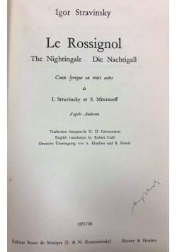 Le Rossignol. The nightingale. Die Nachtigall