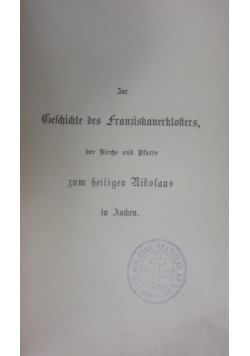 Geschichte des Franziskanerklosters, 1881 r.