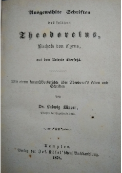 Ausgewahlte Schriften des feligen Theodoretus, 1878 r.