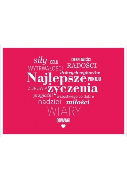 Kartka - Najlepsze życzenia - malinowa, serce