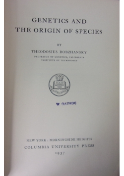 Genetics and the origin of species,1937r.