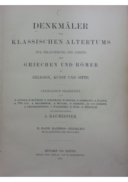 Denkmaler des klassischen altertums, 1887 r.