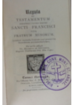 Regula & Testamentum S.P.Francisci,1876r.